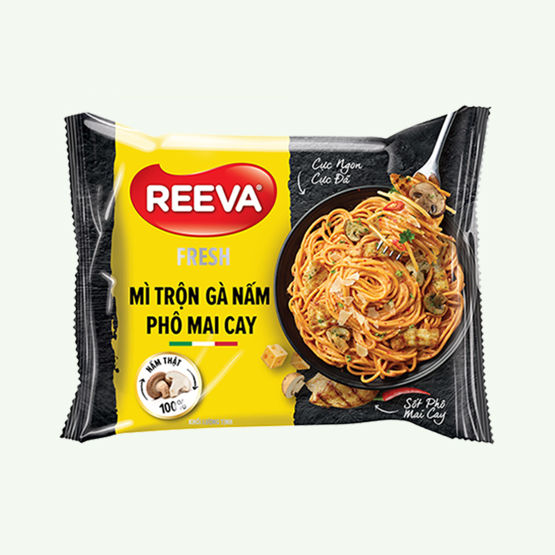 Mì trộn REEVA - Gà Nấm Phô Mai Cay